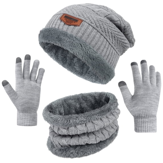 Loritta 3 Pack Womens Winter Hats and Casual Scarf Set Soft Winter Gloves Beanie Hats for Women