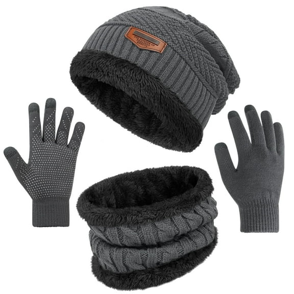 Loritta 3 Pack Mens Hats and Scarf Set Soft Casual Winter Gloves Beanie Hats for Women