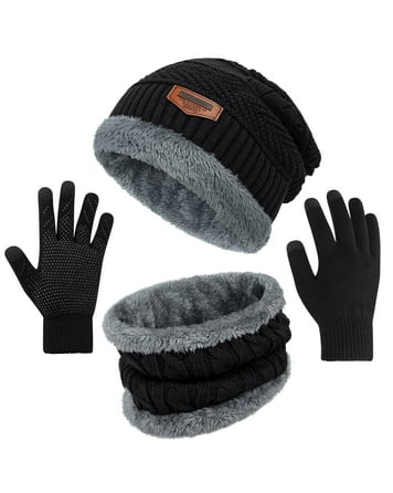 Michael Kors Women s Scarf Beanie Glove Set Black White Walmart