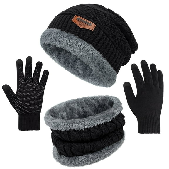 Loritta 3 Pack Womens Winter Hats and Casual Scarf Set Soft Winter Gloves Beanie Hats for Women