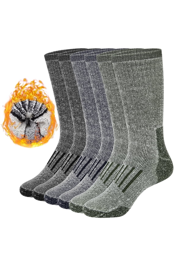 3 Pairs 80% Merino Wool Hiking Socks for Men Women Warm Boot Thermal Hiking Cushion Crew Socks Size 9-12