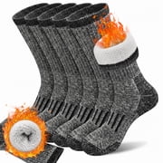 Loritta 3 Pairs Merino Wool Hiking Socks for Men Winter Thermal Cushioned Boot Socks, Size 9-12