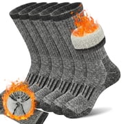 Loritta 3 Pairs 80% Merino Wool Hiking Socks for Men Warm Thermal Hiking Boot Cushion Crew Socks Size 9-12