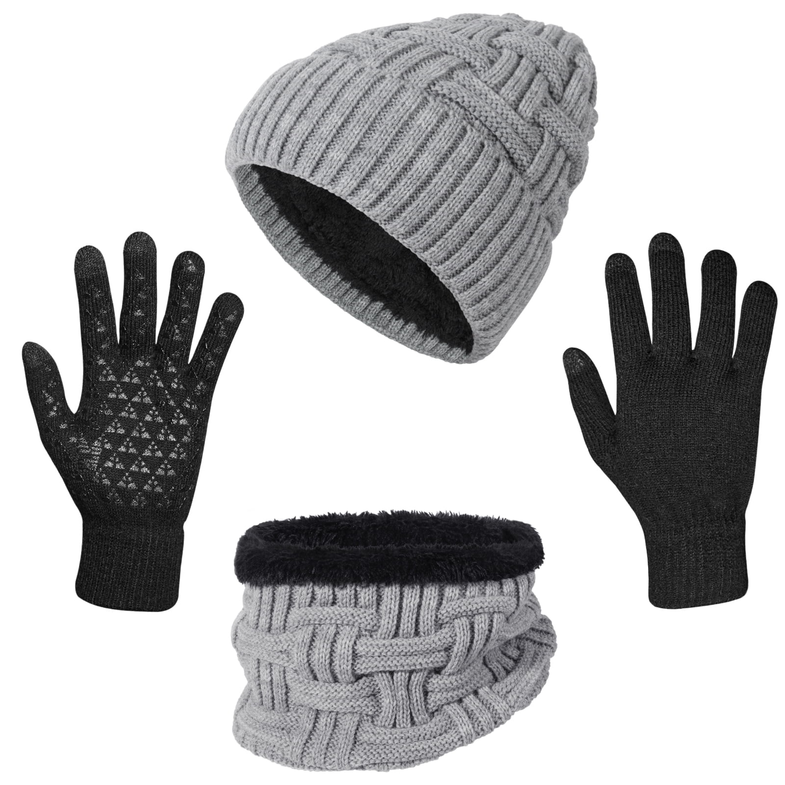Loritta 3 Pcs Winter Beanie Hat Scarf and Touch Screen Gloves Set for ...