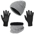 thumbnail image 1 of Loritta 3 Pcs Men Winter Beanie Hat Scarf and Touch Screen Gloves Set for Men, 1 of 7