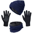 thumbnail image 1 of Loritta 3 Pcs Men Winter Soft Beanie Hat Touchscreen Gloves Set, Casual Scarf Hat for Men, 1 of 7