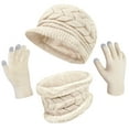 thumbnail image 1 of Loritta 3 Pieces Women Winter Hat Scarf Set, Knit Beanie Neck Warmer Touchscreen Mittens, 1 of 5
