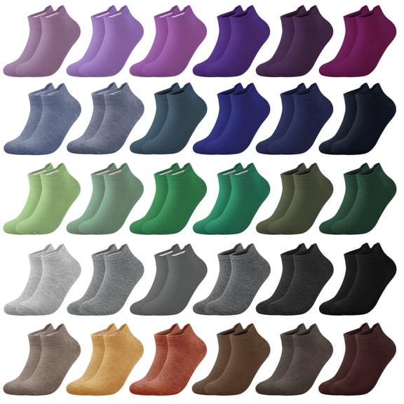 Loritta 30 Pairs Ankle Socks for Women Colorful Low Cut Socks Bulk Pack Womens Socks Size 9 11