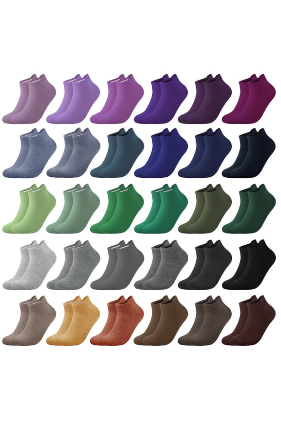 30 Pairs Ankle Socks for Women Colorful Low Cut Socks Bulk Pack Womens Socks Size 9 11