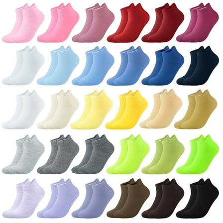 Loritta 30 Pairs Ankle Socks for Women Colorful Low Cut Socks Bulk Pack Womens Socks Size 9 11