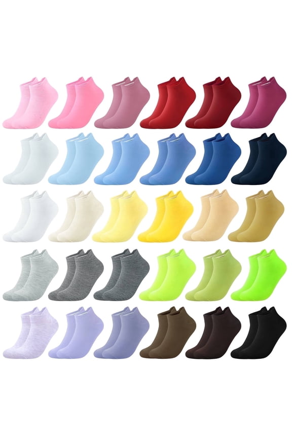 30 Pairs Ankle Socks for Women Colorful Low Cut Socks Bulk Pack Womens Socks Size 9 11