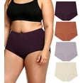thumbnail image 1 of Loritta 4-Pack Plus Size High Waisted Underwear, Soft Cotton Stretch Panties, Full Coverage No Roll Down Briefs , XL-5XL, 1 of 6