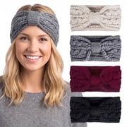 Loritta 4 Packs Winter Headbands for Women Knitted Ear Warmer Headband Crochet Bow Twist Head Wraps
