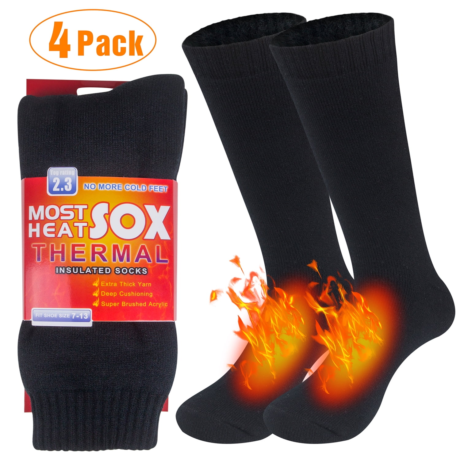 Loritta 4 Pairs Thermal Socks for Men Winter Warm Socks Mens Womens for