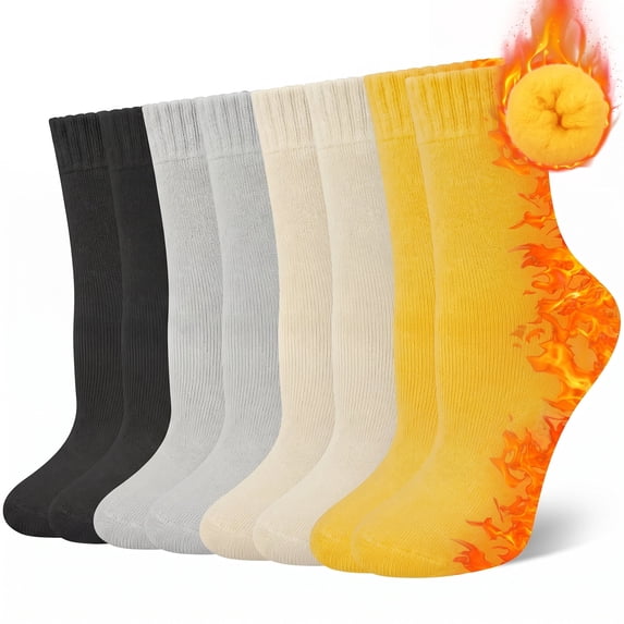 Loritta 4 Pairs Thermal Socks for Women Winter Thick Warm Heated Boot Crew Socks
