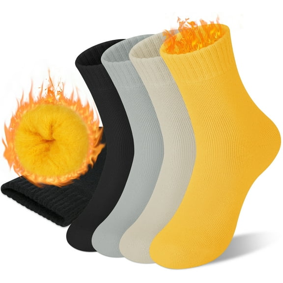 Loritta 4 Pairs Thermal Socks for Women Winter Thick Warm Heated Boot Crew Socks