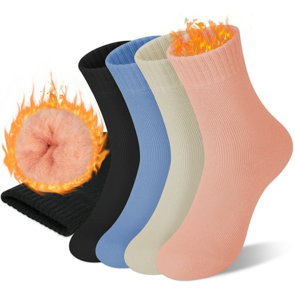 Loritta 4 Pairs Thermal Socks for Women Winter Thick Warm Heated Boot Crew Socks