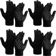 Loritta 4 Pairs Winter Gloves Touch Screen Gloves Knit Warm Cotton Gloves Men Women