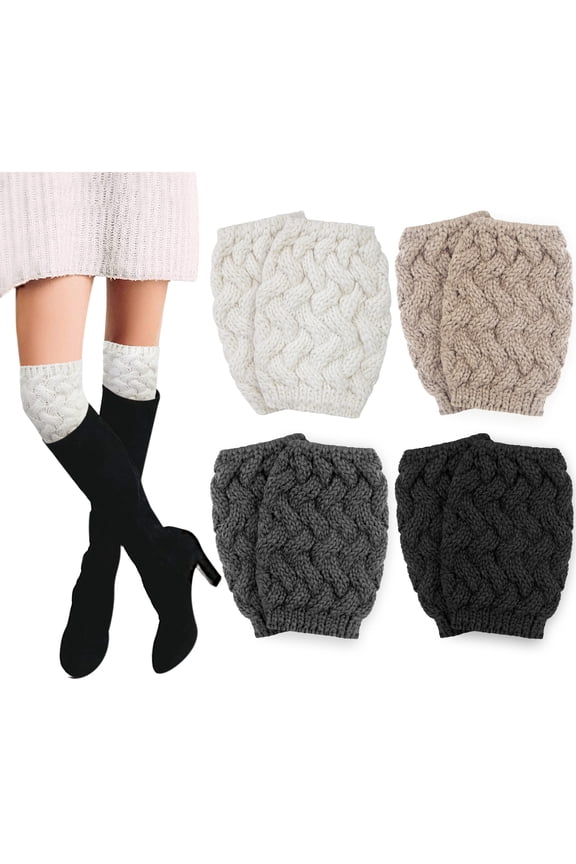 4 Pairs Womens Boot Socks, Leg Warmers Top Jeans Boot Cuffs Toppers for Girls Cuff Socks