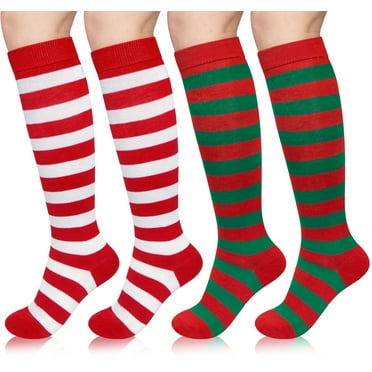Loritta 4 Pairs Womens Knee High Socks, Casual Solid Knit Knee Thigh High Stockings, Multicolor
