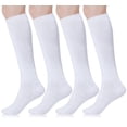 thumbnail image 1 of Loritta 4 Pairs Womens Knee High Socks, Casual Cotton Uniform Long Socks for Girls, White, 1 of 6