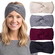 Loritta 4 Pcs Warm Winter Headbands for Women Cable Crochet Turban Ear Warmer Headband Gifts
