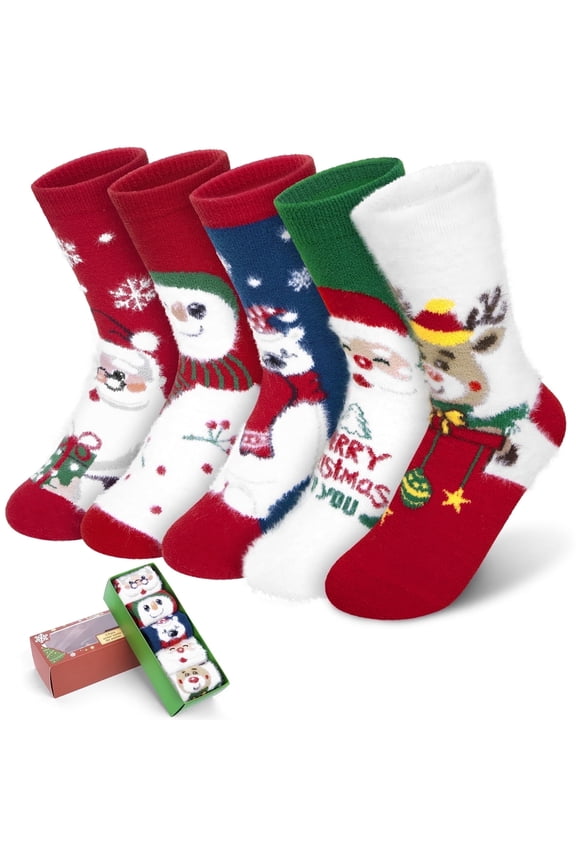 5 Pairs Fluffy Fuzzy Socks Soft Cozy Socks Women Sleep Comfy Socks Winter Warm Socks for Women Gift Box