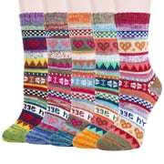 Loritta Wool Socks for Women, 5 Pairs Thermal Crew Winter Boot Socks, Shoe Size 5-9