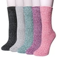 thumbnail image 1 of Loritta 5 Pairs Warm Wool Socks for Women, Thick Knit Thermal Crew Winter Warm Socks Size 5-9, 1 of 7