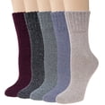 thumbnail image 1 of Loritta Wool Socks for Women, 5 Pairs Thermal Crew Winter Boot Socks, Shoe Size 5-9, 1 of 7