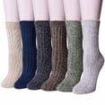 thumbnail image 1 of Loritta Wool Socks for Women, 6 Pairs Thermal Crew Winter Boot Socks, Shoe Size 5-9, 1 of 11