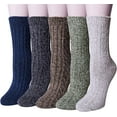 thumbnail image 1 of Loritta 5 Pairs Warm Wool Socks for Women, Thick Knit Thermal Crew Winter Warm Socks, 1 of 8