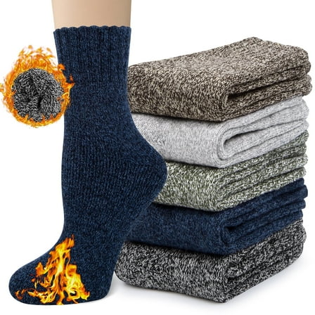 Loritta 5 Pairs Women Wool Socks Thick Knit Warm Winter Socks for Women Gifts Size 5-9