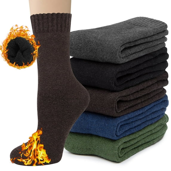 Loritta 5 Pairs Womens Socks Wool Socks Thick Knit Warm Winter Socks for Women Gifts Size 5-9