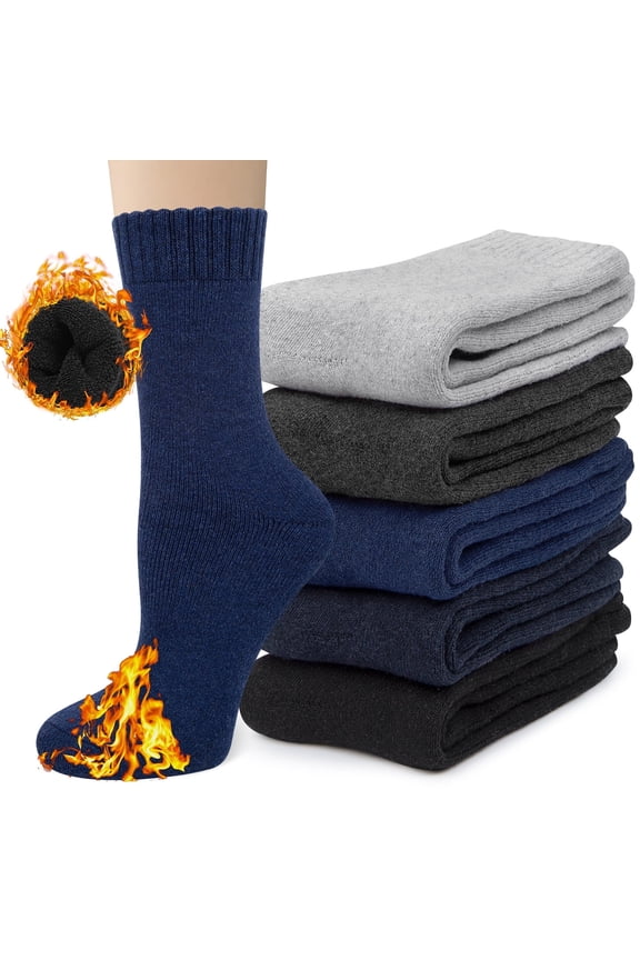 5 Pairs Womens Socks Wool Socks Thick Knit Warm Winter Socks for Women Gifts Size 5-9