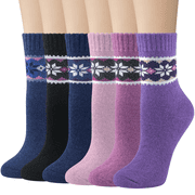 Loritta 6 Pairs Wool Socks for Women, Crew Cozy Boot Winter Warm Thick Socks Gifts Size 5-9