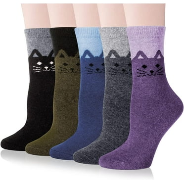 Loritta 5 Pairs Wool Socks for Women, Crew Cozy Boot Winter Warm Thick Socks Gifts Size 5-9