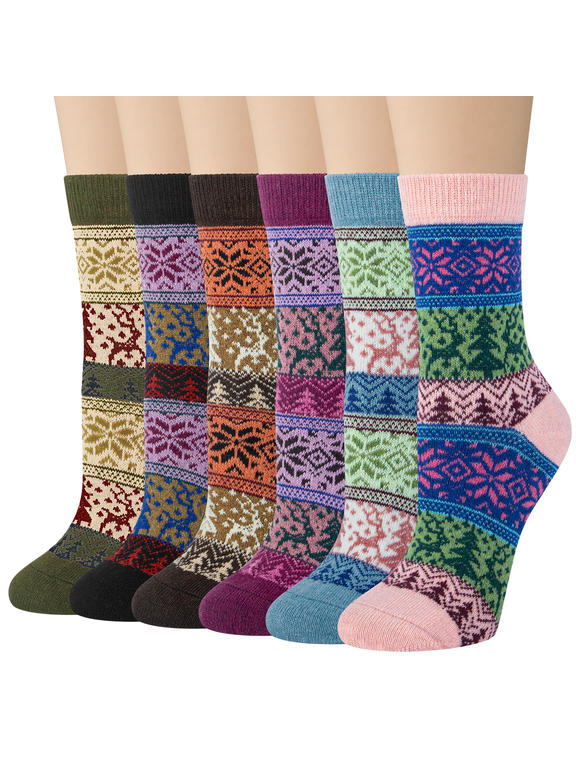 Wool Socks for Women 6 Pairs Crew Cozy Boot Winter Warm Thick Socks Gifts Size 5-9
