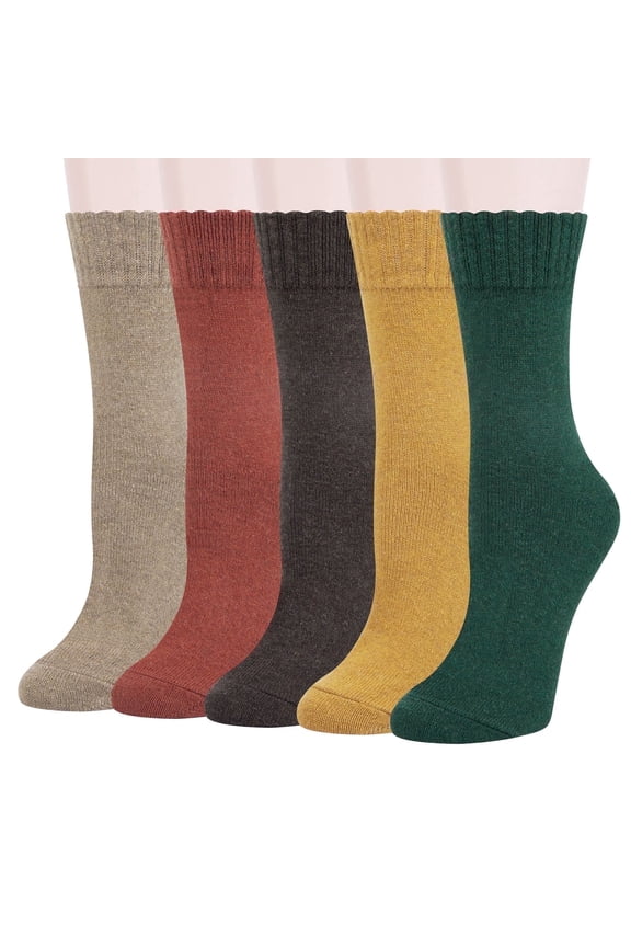 5 Pairs Wool Socks for Women, Crew Cozy Boot Winter Warm Thick Socks Gifts Size 5-9