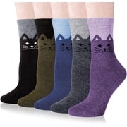 Loritta Wool Socks for Women 5 Pairs Crew Cozy Boot Winter Warm Thick Socks Gifts Size 5-9