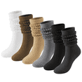 thumbnail image 1 of Loritta 6 Pairs Knee High Socks Soft Cotton Slouch Socks Women Extra Long Boot Socks Knit Womens Socks Size 9 11, 1 of 8
