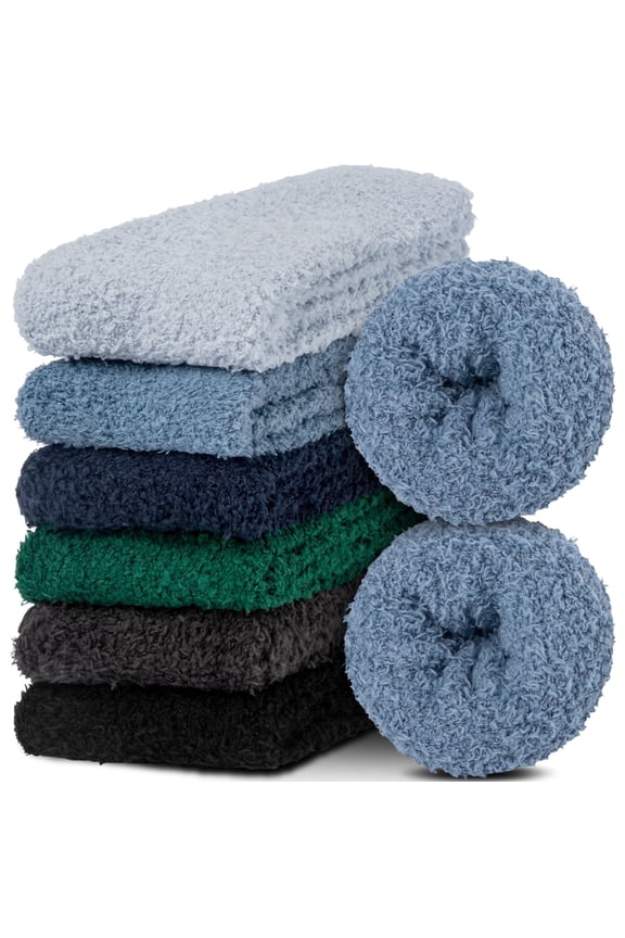 6 Pairs Mens Fuzzy Sock Fluffy Warm Winter Cozy Socks for Men Size 6-12