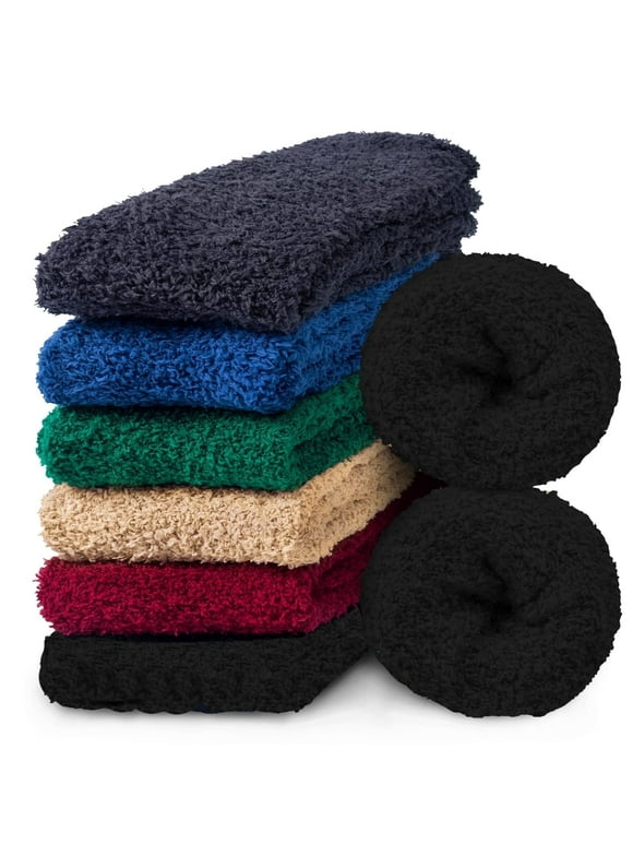 6 Pairs Mens Fuzzy Sock Fluffy Warm Winter Cozy Socks for Men Size 6-12