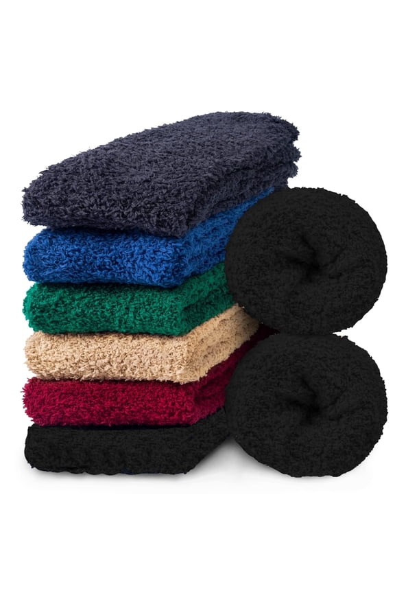 6 Pairs Mens Fuzzy Sock Fluffy Warm Winter Cozy Socks for Men Size 6-12