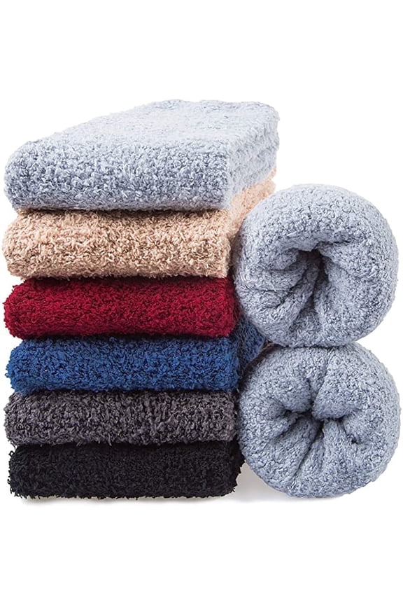 6 Pairs Mens Fuzzy Sock Fluffy Warm Winter Cozy Socks for Men Size 6-12
