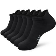 Loritta 6 Pairs Socks for Men Ankle Athletic Mens Running Socks Cushioned Black Low Cut Size 12-16