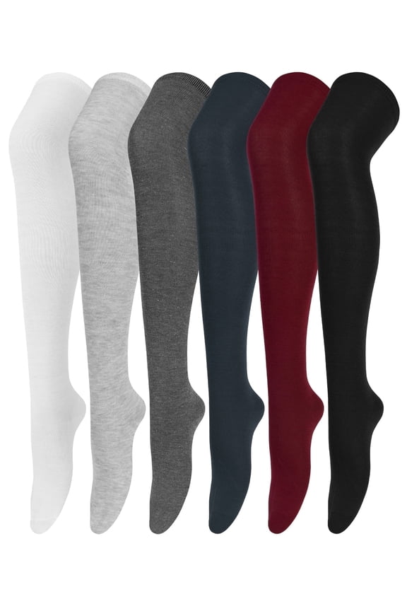 6 Pairs Thigh High Stockings Womens Knee High Socks, over The Knee Socks, Style B