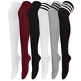 thumbnail image 1 of Loritta 6 Pairs Thigh High Stockings Womens Knee High Socks, Over the Knee Socks, Style C, 1 of 7