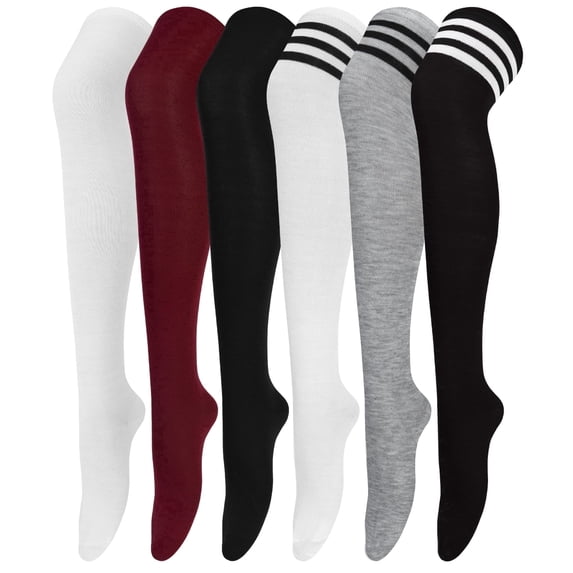 Loritta 6 Pairs Thigh High Stockings Womens Knee High Socks, Over the Knee Socks, Style C