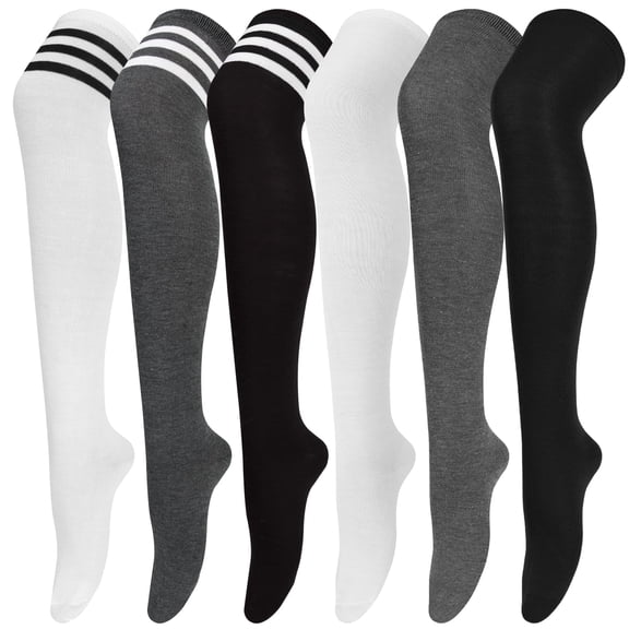 Loritta 6 Pairs Thigh High Stockings Womens Knee High Socks, Over the Knee Socks, Style D